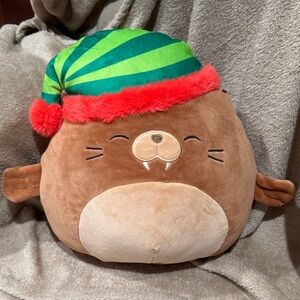 Festive Brown 11” Bruce Plush Toy with Green and Red Hat